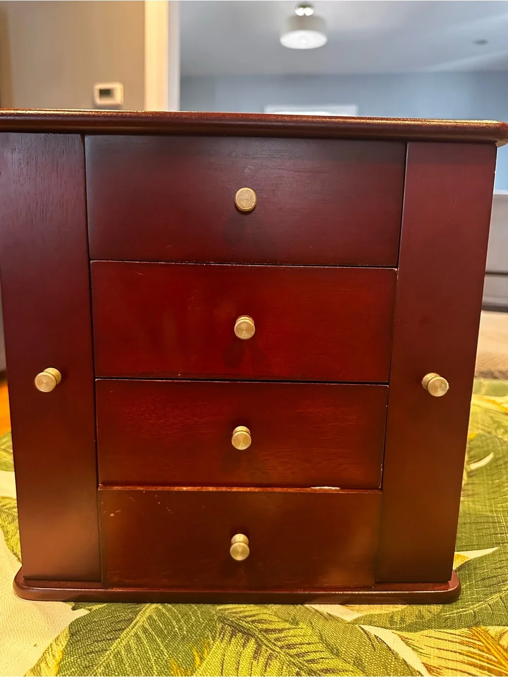 Classic Wood Jewelry Box Organizer in Dark Cherry